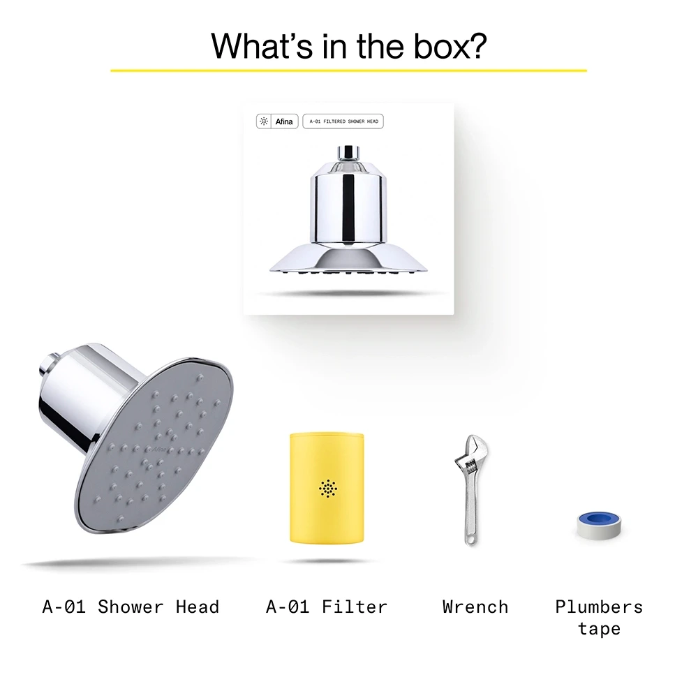 Afina showerhead - whats in the box