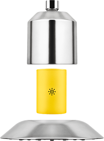 Exploded view of the Afina shower head, filter cartridge and face plate