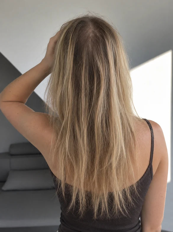 Hair before and after using Afina — before